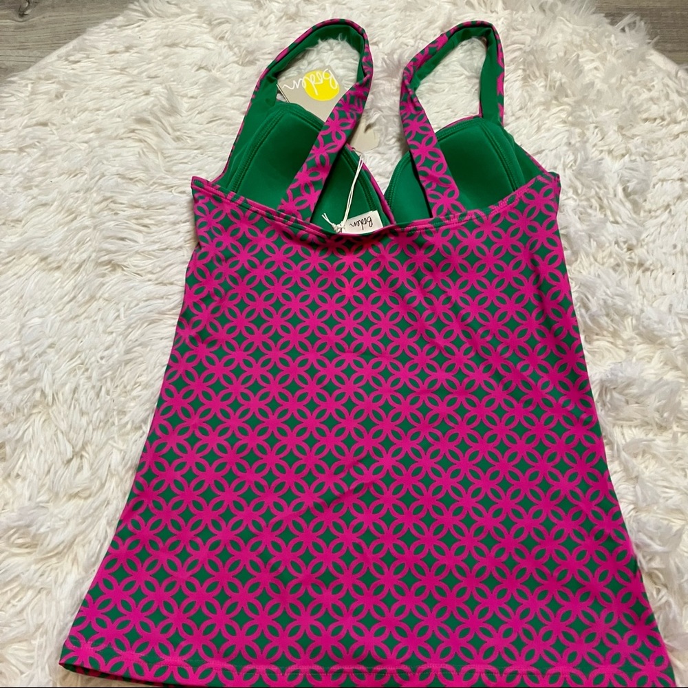 Boden Pink and Green Patterned Tankini Top only - Picture 5 of 8